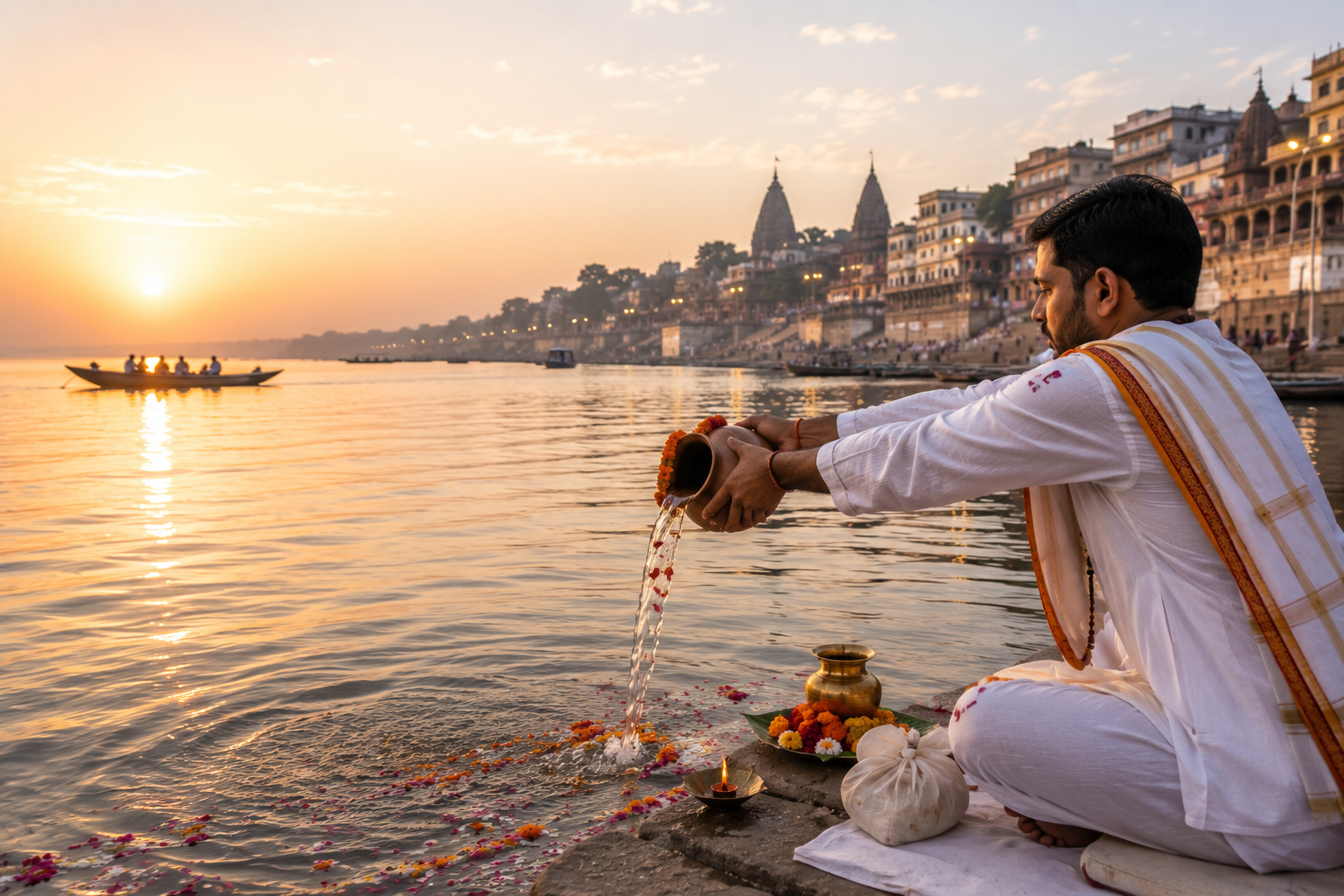 Asthi Visarjan ritual at Ganga ghat Varanasi
