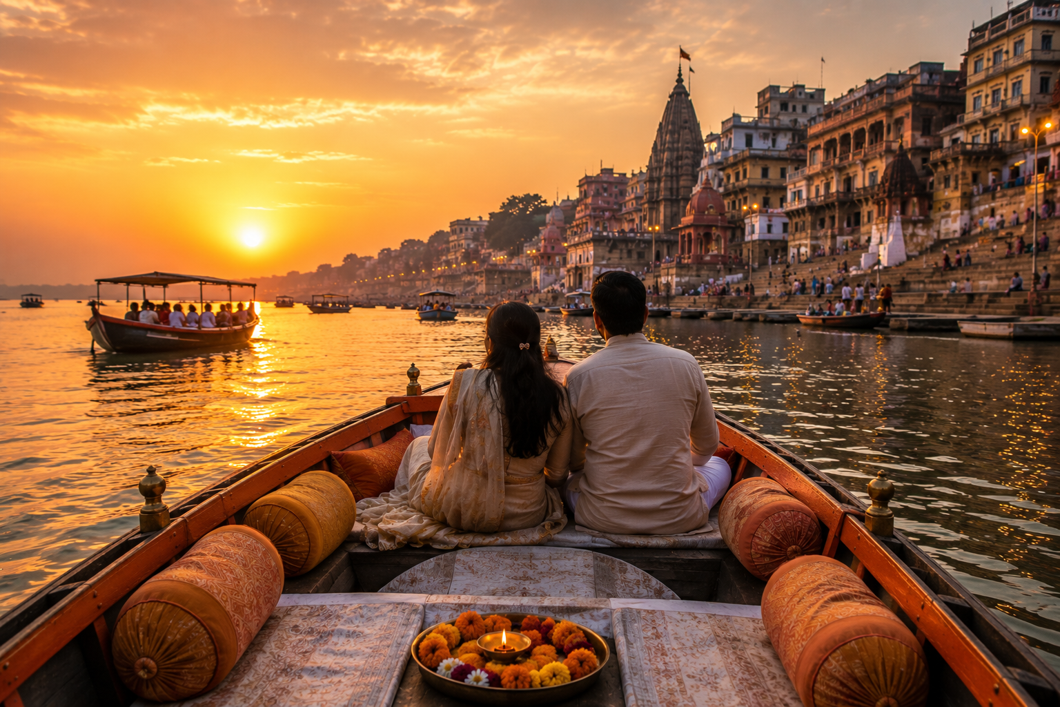 Ganga Aarti boat ride at Dashashwamedh Ghat Varanasi
